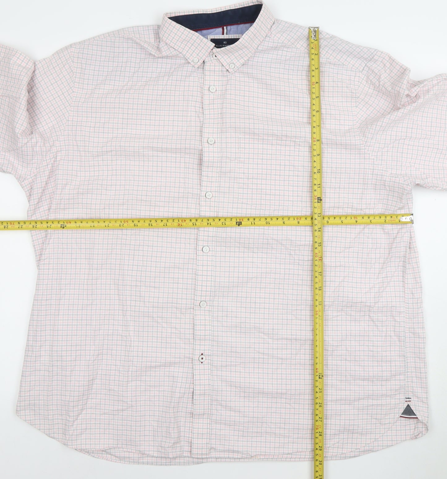 Blue Harbour Men's Pink Check Long Sleeve Cotton Dress Shirt 3XL Regular Fit