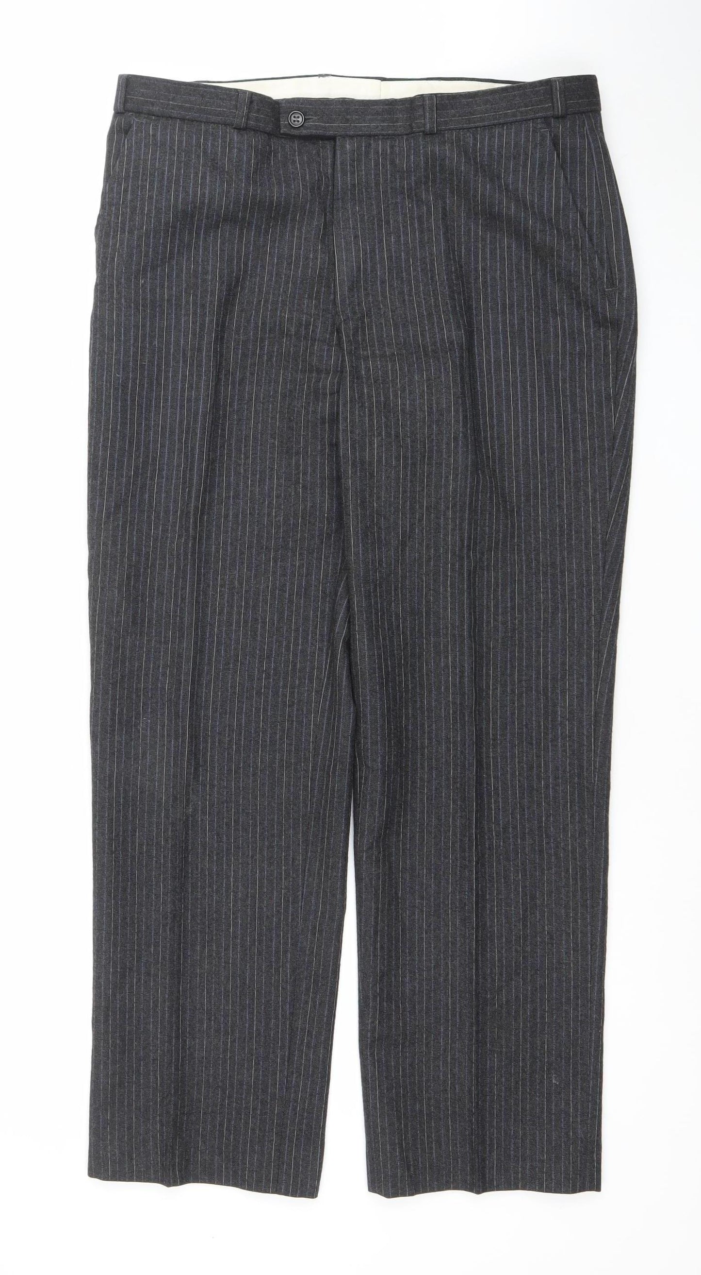 Burton Men’s Grey Pinstripe Wool Dress Trousers 34W 29L