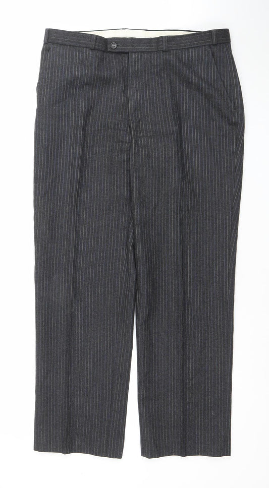 Burton Men’s Grey Pinstripe Wool Dress Trousers 34W 29L