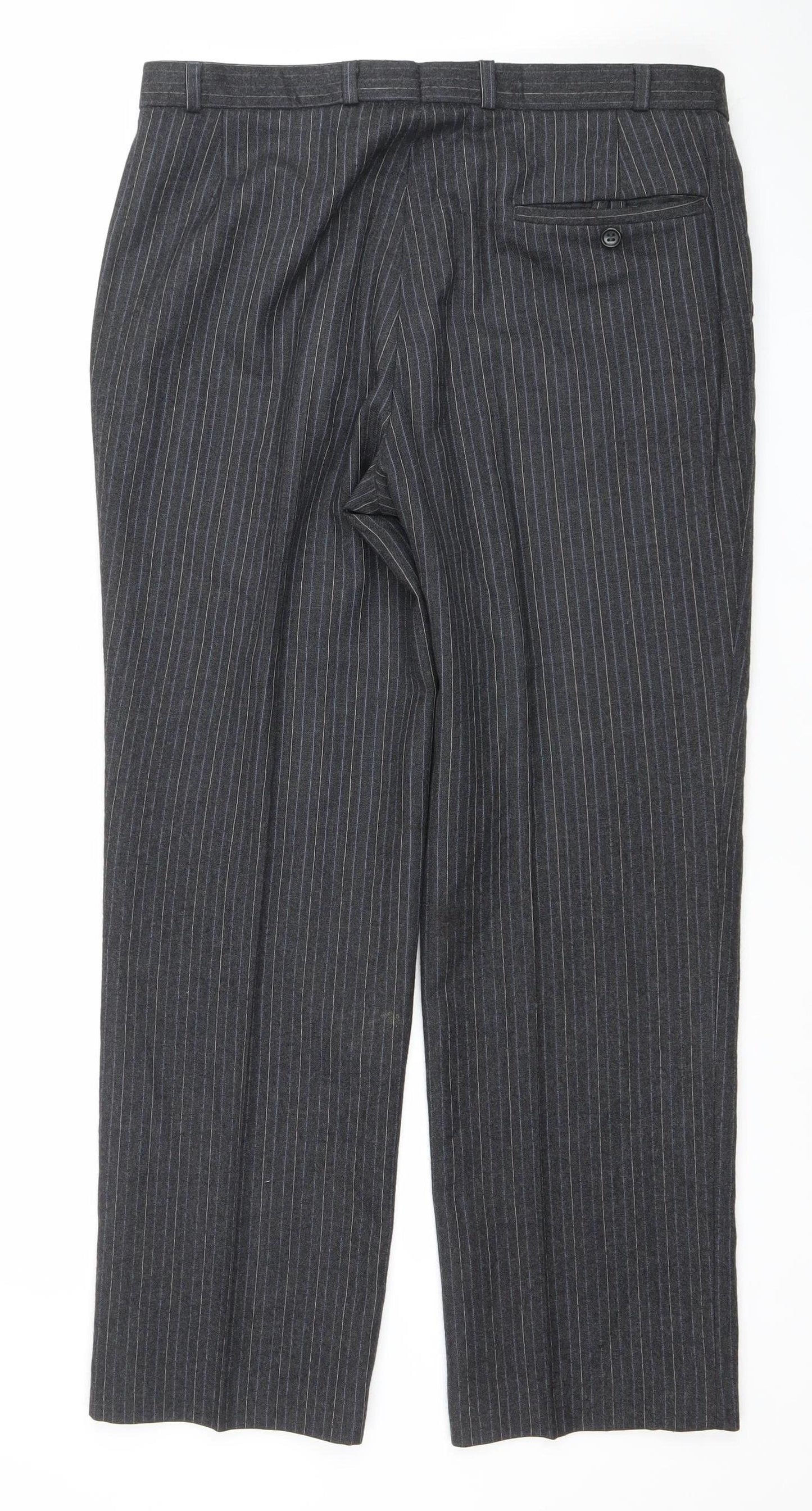 Burton Men’s Grey Pinstripe Wool Dress Trousers 34W 29L
