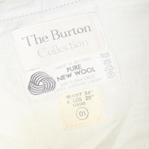 Burton Men’s Grey Pinstripe Wool Dress Trousers 34W 29L