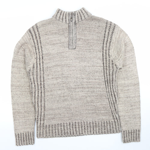 Osaka Tiger Men's Beige 1/2 Zip Knit Jumper Size L