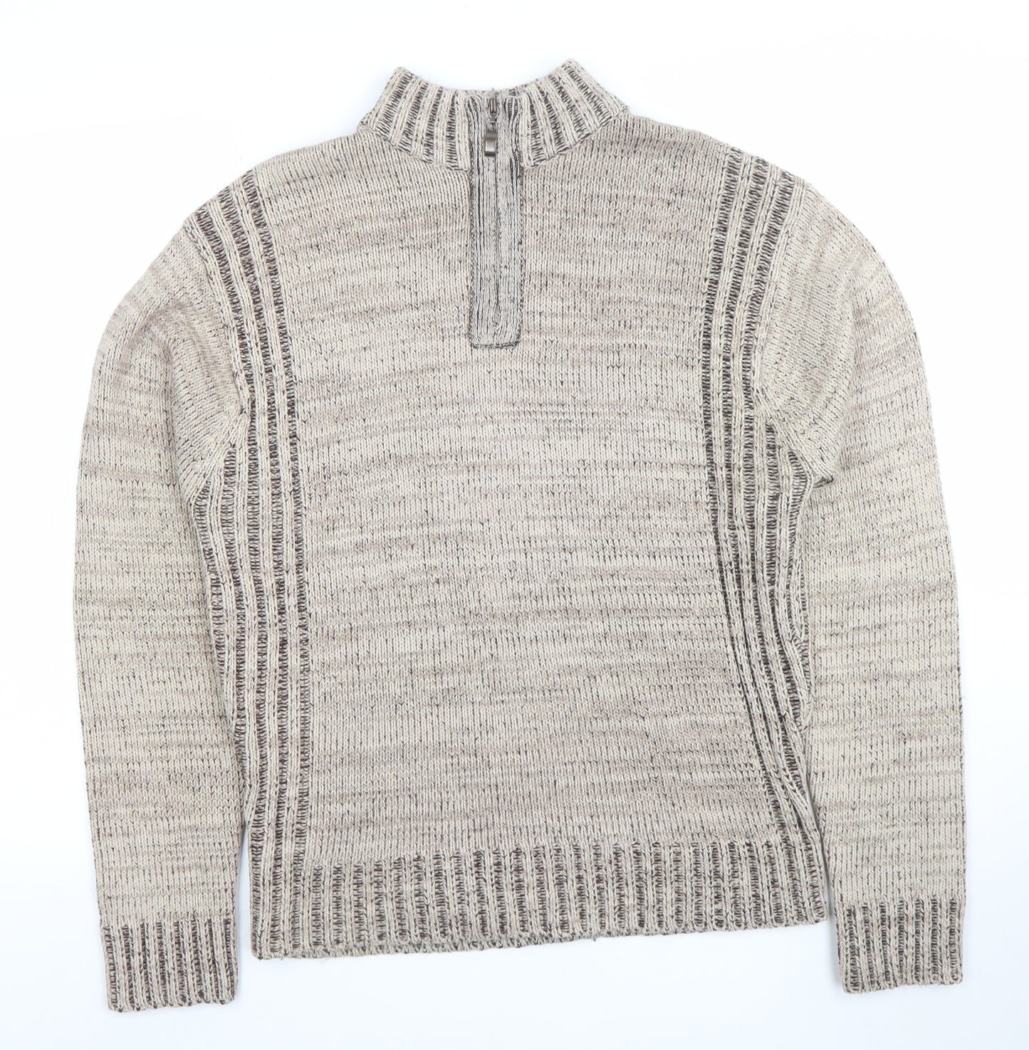 Osaka Tiger Men's Beige 1/2 Zip Knit Jumper Size L