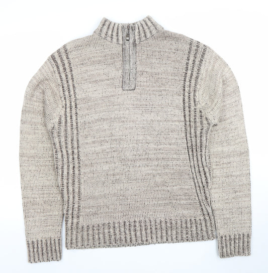 Osaka Tiger Men's Beige 1/2 Zip Knit Jumper Size L
