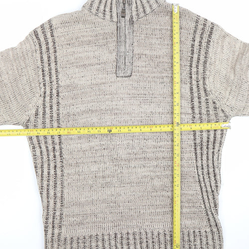 Osaka Tiger Men's Beige 1/2 Zip Knit Jumper Size L