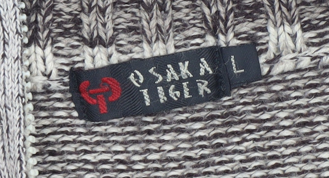 Osaka Tiger Men's Beige 1/2 Zip Knit Jumper Size L