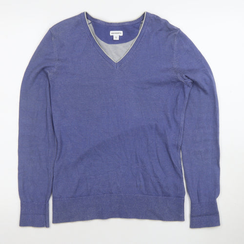 Ashworth Women's Blue V-Neck Cotton Pullover Jumper Size S