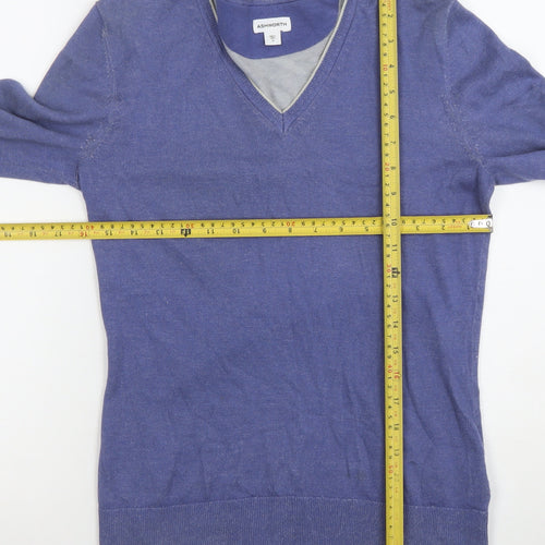 Ashworth Women's Blue V-Neck Cotton Pullover Jumper Size S