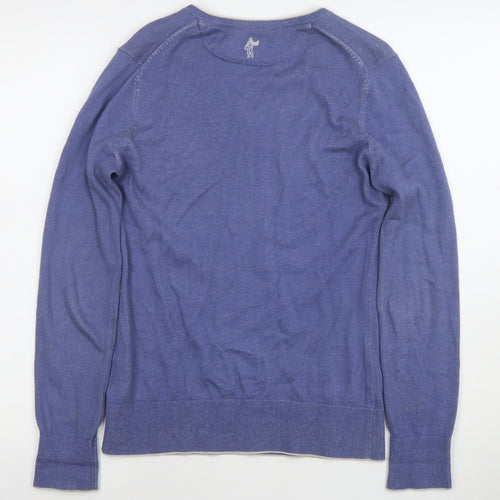 Ashworth Women's Blue V-Neck Cotton Pullover Jumper Size S