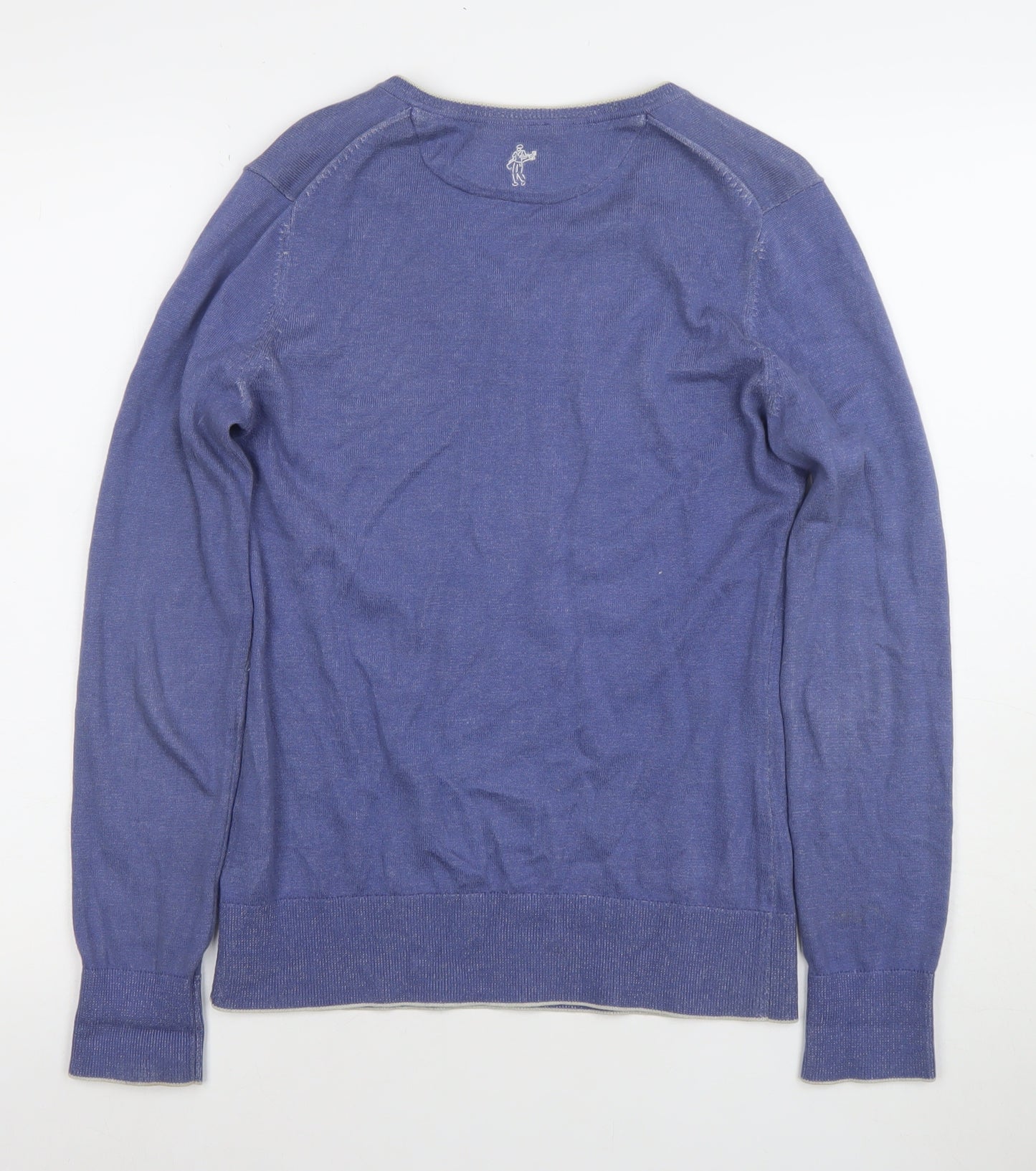 Ashworth Women's Blue V-Neck Cotton Pullover Jumper Size S
