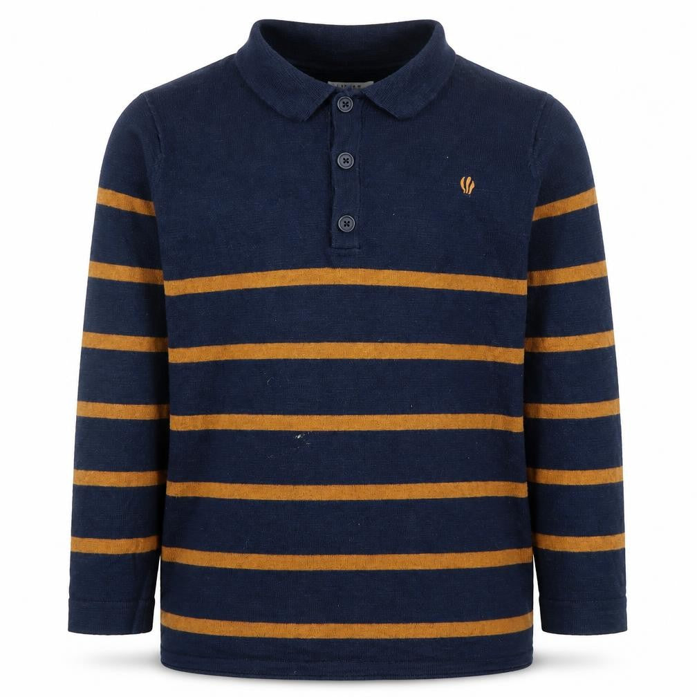 FatFace Boys Navy Striped Cotton Henley Jumper 11-12 Years