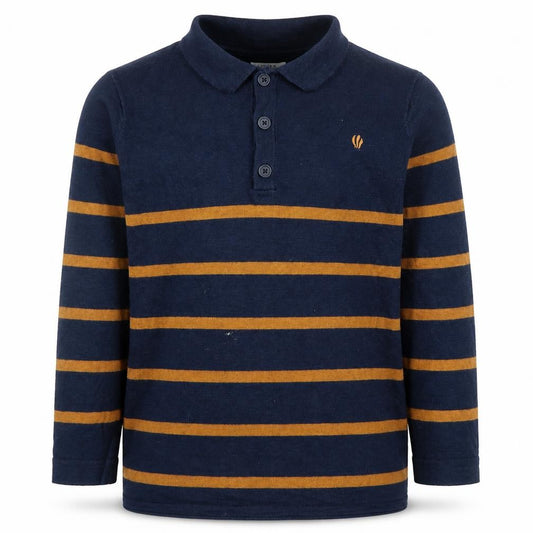 FatFace Boys Navy Striped Cotton Henley Jumper 11-12 Years