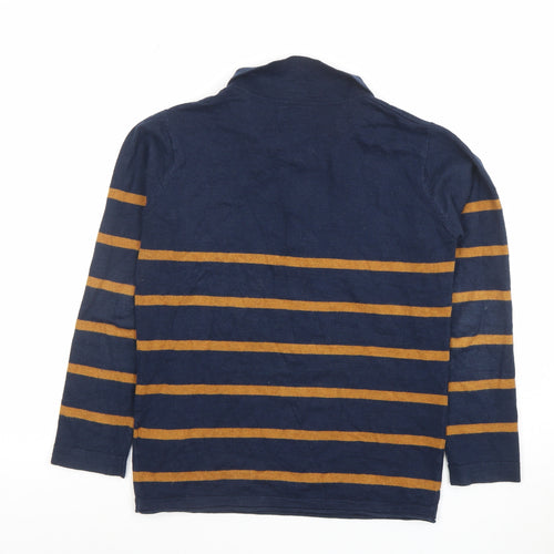 FatFace Boys Navy Striped Cotton Henley Jumper 11-12 Years