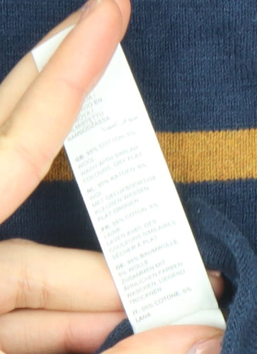 FatFace Boys Navy Striped Cotton Henley Jumper 11-12 Years