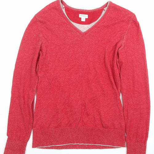 Ashworth Womens Red V-Neck Cotton Knit Jumper Size S