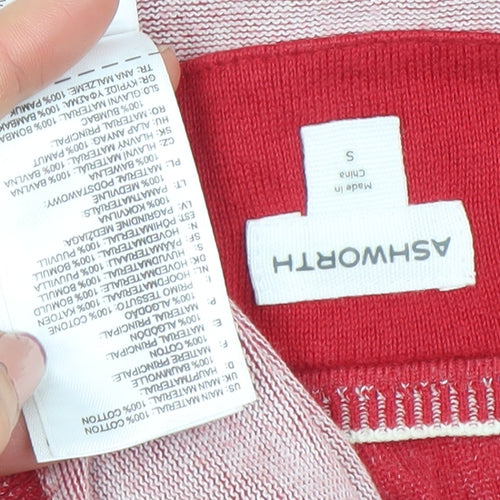 Ashworth Womens Red V-Neck Cotton Knit Jumper Size S
