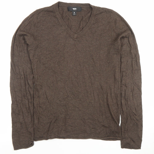 Moschino Women's Brown V-Neck Knit Jumper Size S