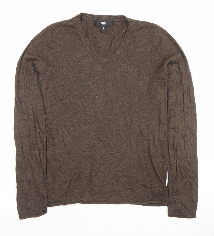 Moschino Women's Brown V-Neck Knit Jumper Size S