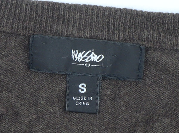 Moschino Women's Brown V-Neck Knit Jumper Size S