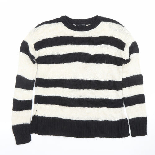 New Look Women's Black Ivory Striped Knit Jumper Size S