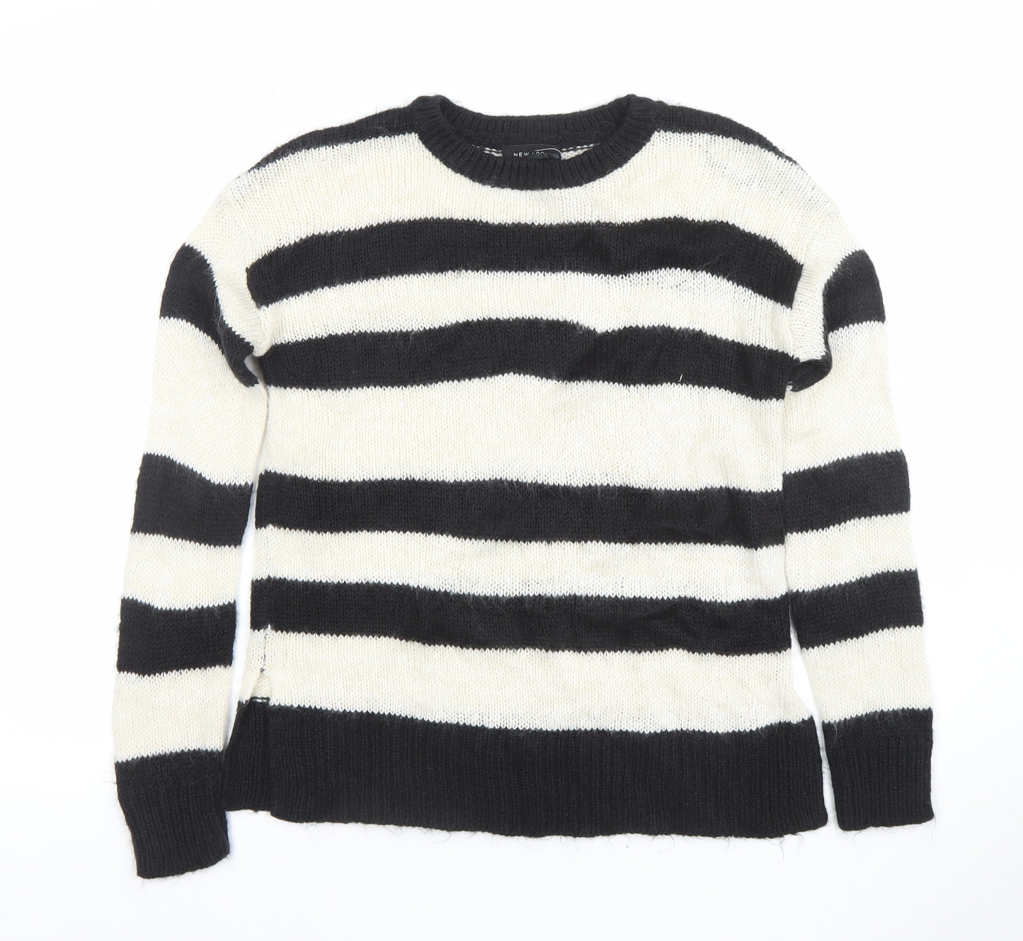New Look Women's Black Ivory Striped Knit Jumper Size S