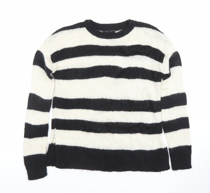 New Look Women's Black Ivory Striped Knit Jumper Size S