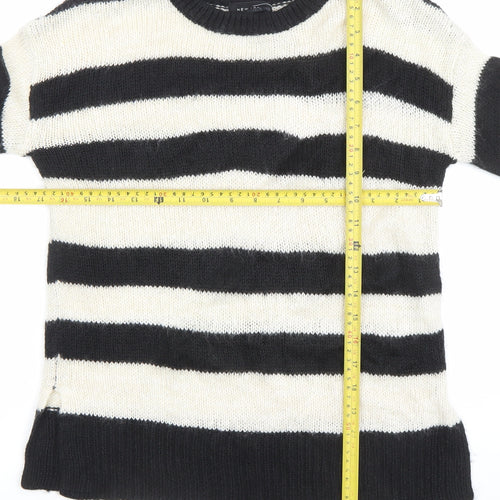 New Look Women's Black Ivory Striped Knit Jumper Size S
