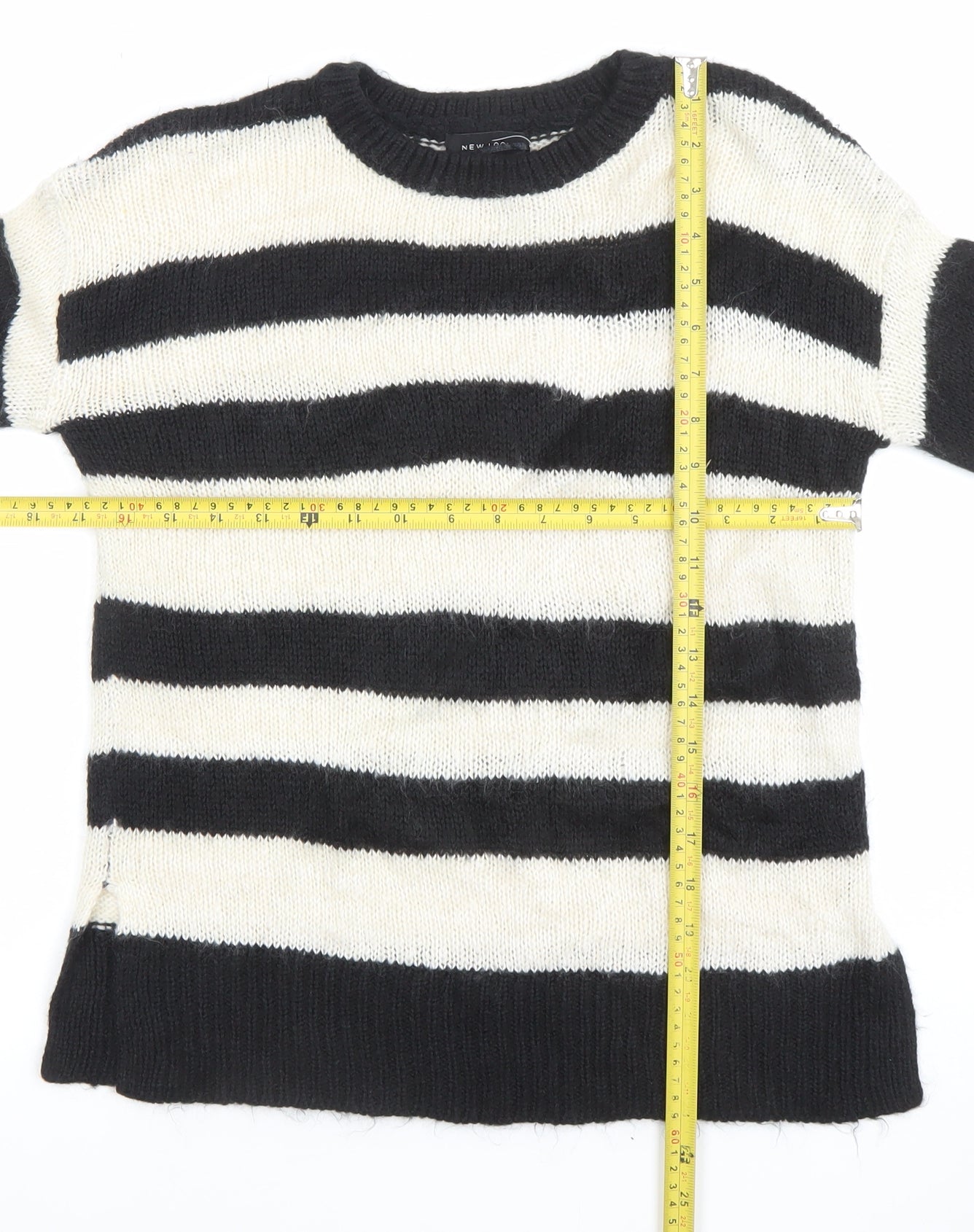 New Look Women's Black Ivory Striped Knit Jumper Size S