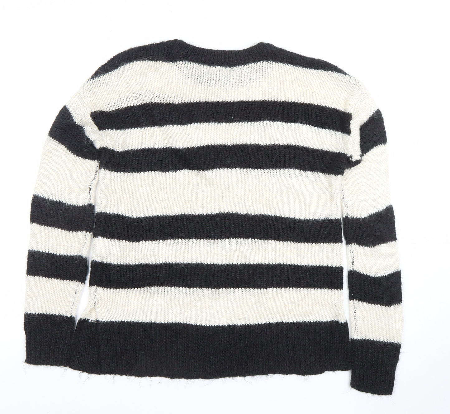 New Look Women's Black Ivory Striped Knit Jumper Size S