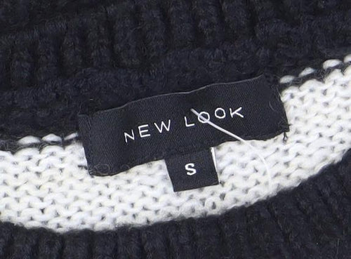 New Look Women's Black Ivory Striped Knit Jumper Size S