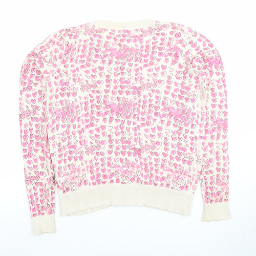 New Look Women's Multicoloured Heart Print Cotton Cardigan Size 10
