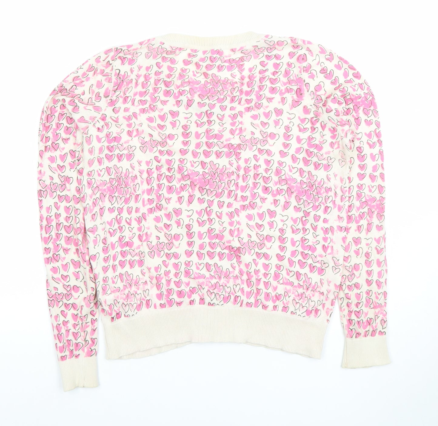 New Look Women's Multicoloured Heart Print Cotton Cardigan Size 10