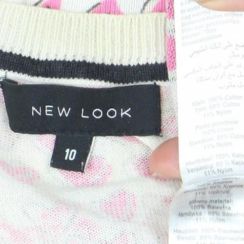 New Look Women's Multicoloured Heart Print Cotton Cardigan Size 10