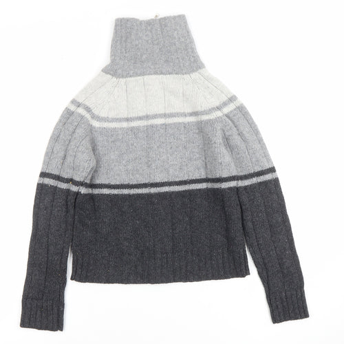 Chevignon Boys Grey Wool Full Zip Roll Neck Jumper Size 6
