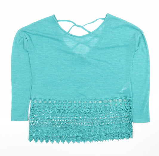 Next Women’s Green Lace Hem Long Sleeve Tunic Blouse Size 6