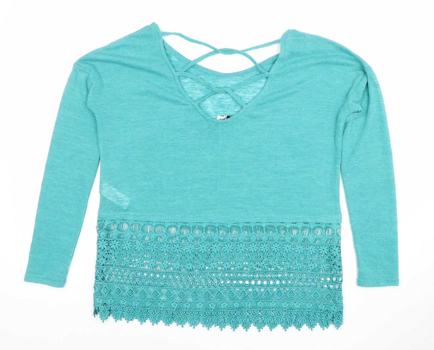 Next Women’s Green Lace Hem Long Sleeve Tunic Blouse Size 6
