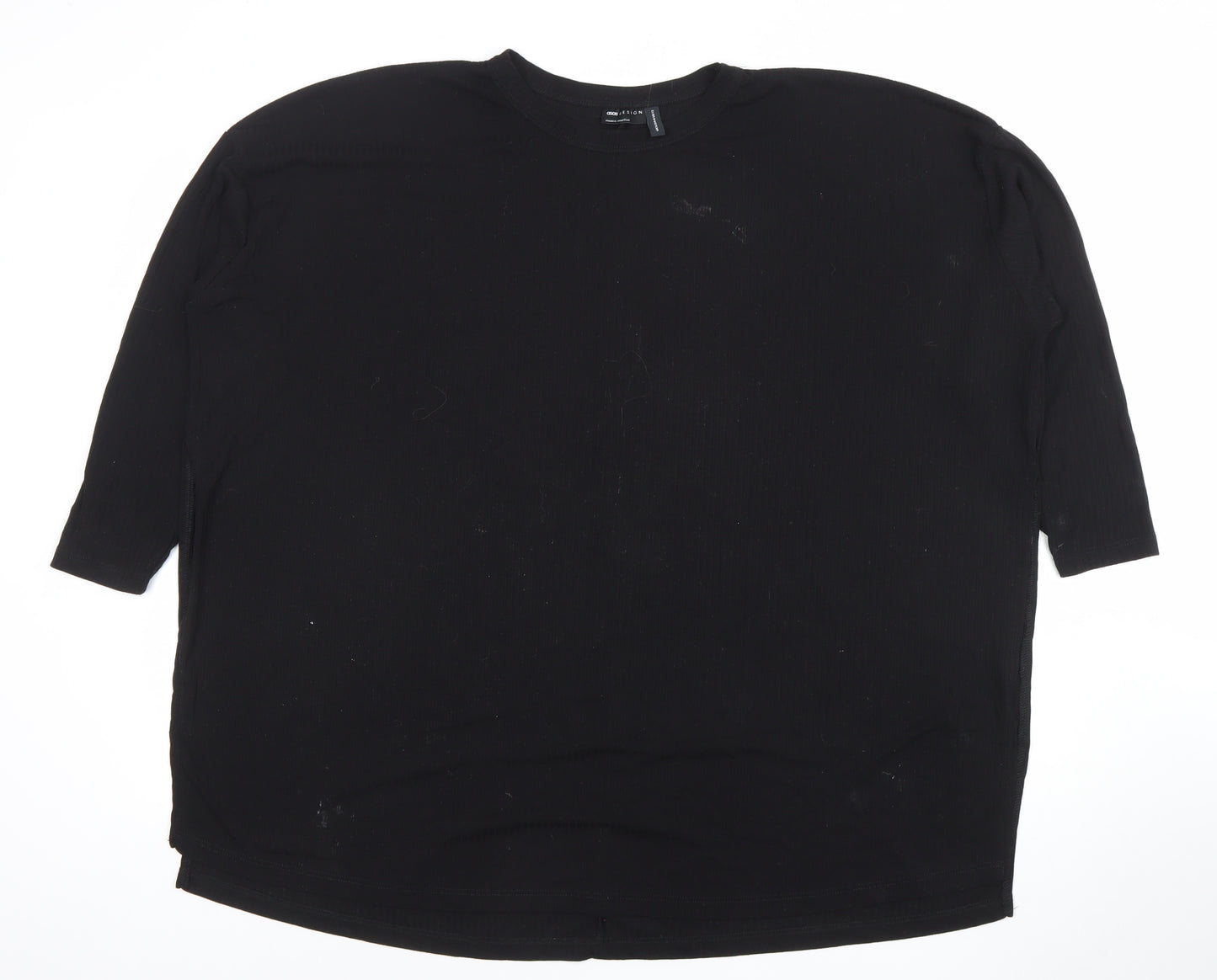 ASOS Women’s Black Jersey 3/4 Sleeve Relaxed Fit T-Shirt Size 16