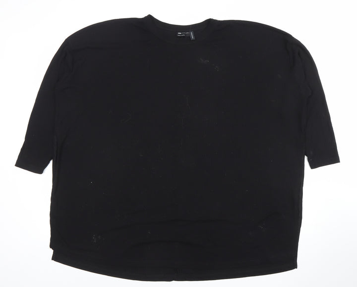 ASOS Women’s Black Jersey 3/4 Sleeve Relaxed Fit T-Shirt Size 16