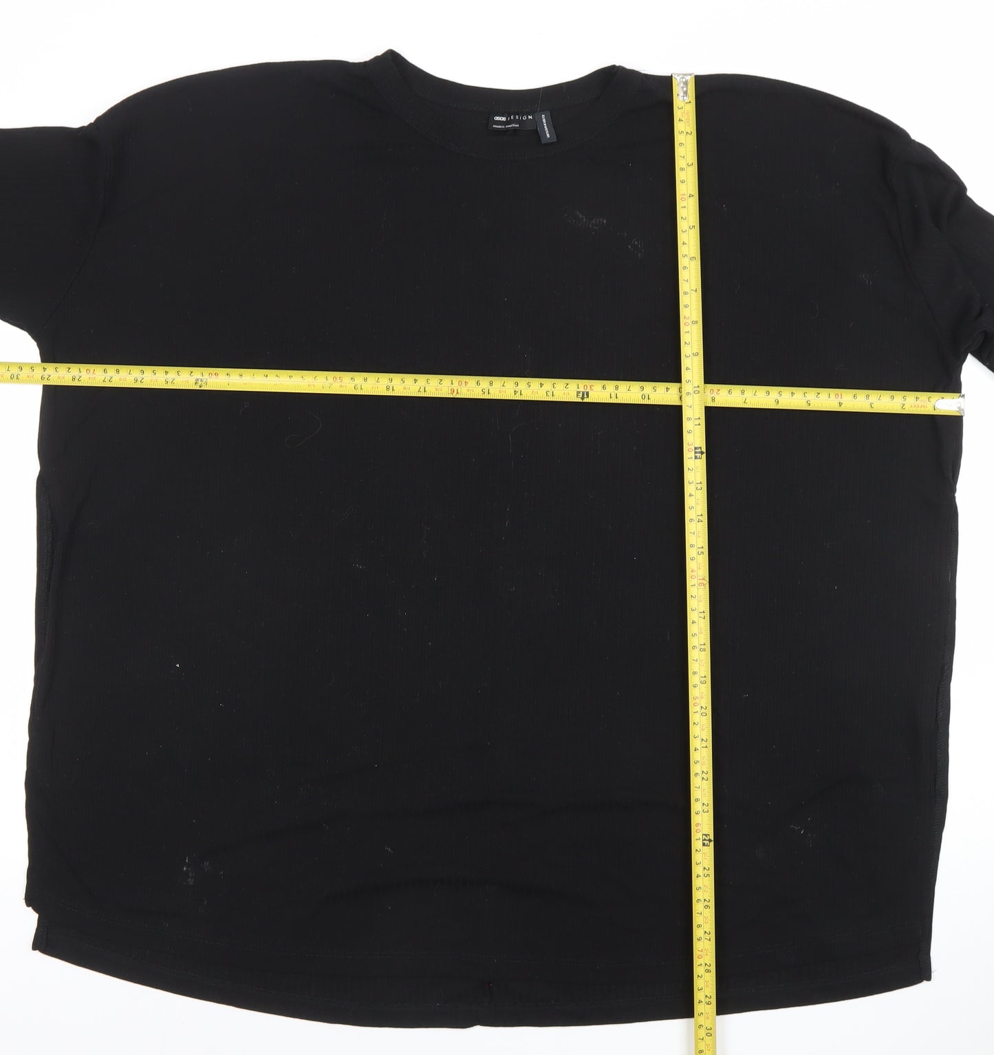 ASOS Women’s Black Jersey 3/4 Sleeve Relaxed Fit T-Shirt Size 16