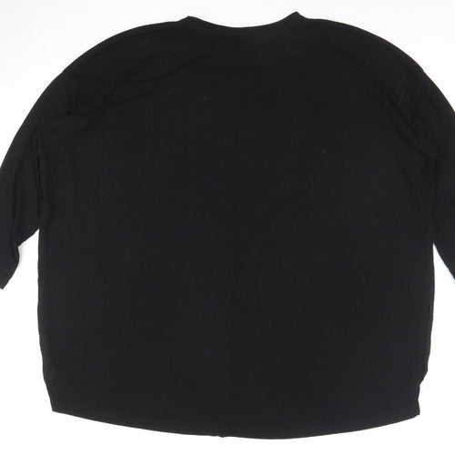 ASOS Women’s Black Jersey 3/4 Sleeve Relaxed Fit T-Shirt Size 16