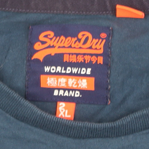 Superdry Men's Blue 2XL Crew Neck Cotton T-Shirt