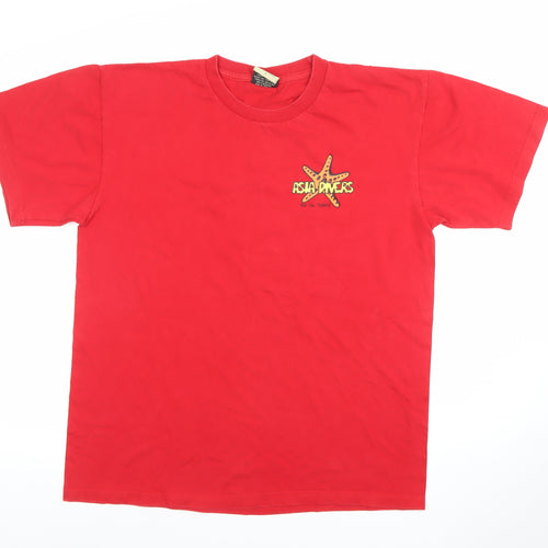 Manga Mens Red Asia Divers Graphic Cotton Short Sleeve T-Shirt L
