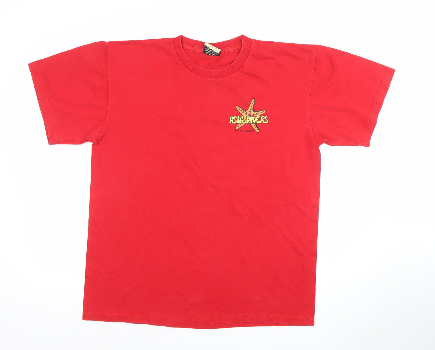 Manga Mens Red Asia Divers Graphic Cotton Short Sleeve T-Shirt L