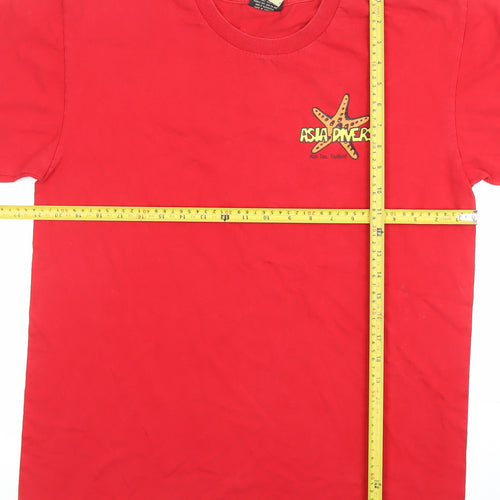 Manga Mens Red Asia Divers Graphic Cotton Short Sleeve T-Shirt L