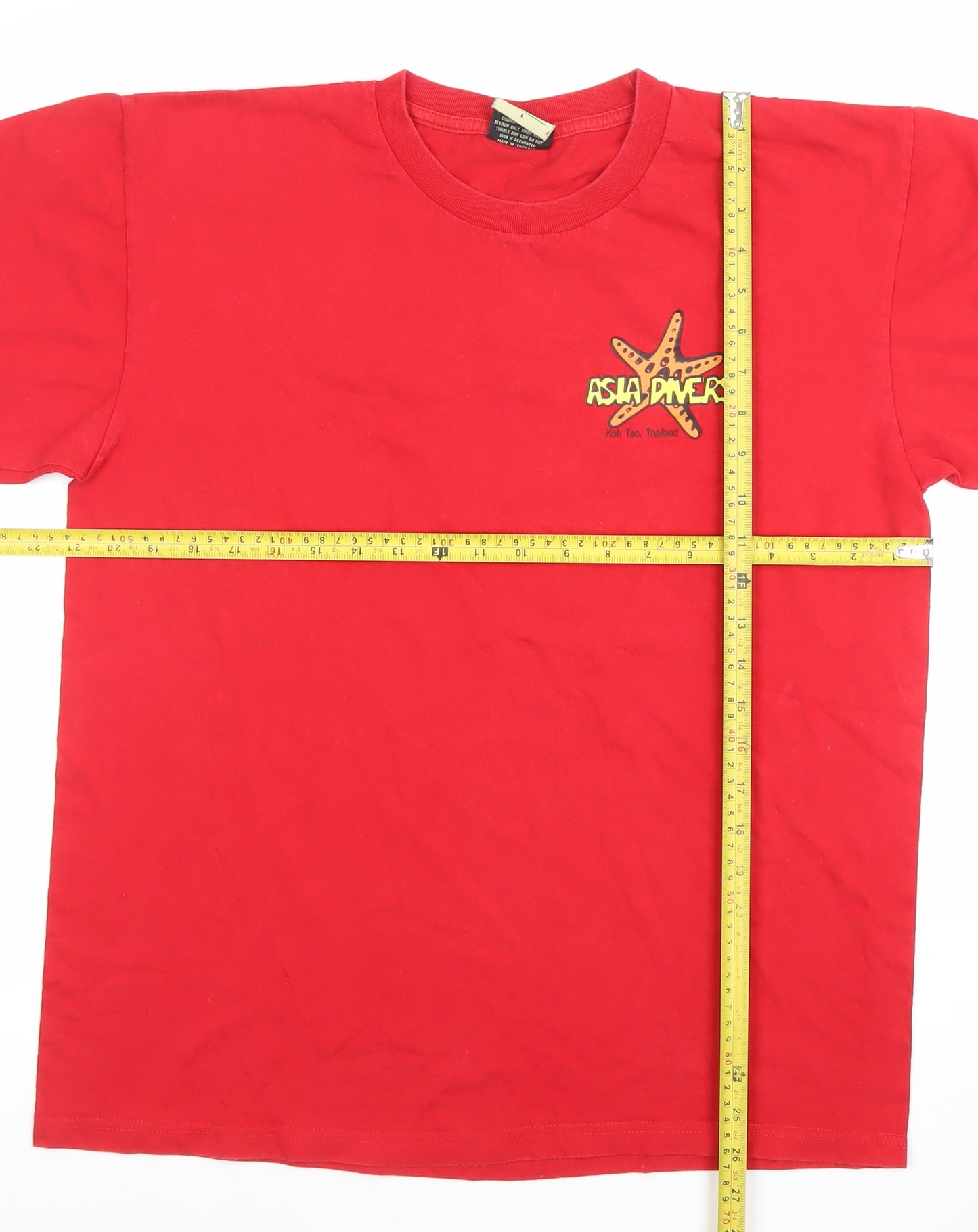 Manga Mens Red Asia Divers Graphic Cotton Short Sleeve T-Shirt L