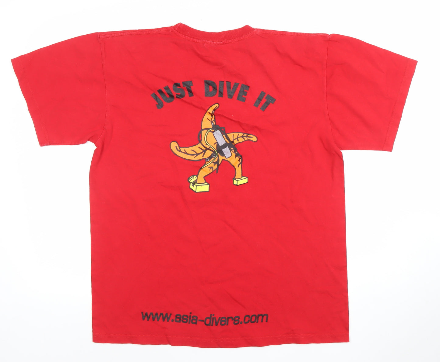 Manga Mens Red Asia Divers Graphic Cotton Short Sleeve T-Shirt L