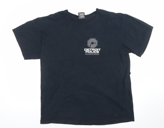 Last Exit To Nowhere Men's Black Detroit Police L Graphic T-Shirt