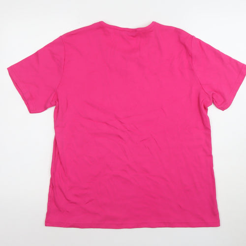 Isle Womens Pink Cotton Short Sleeve Cut-Out Neck T-Shirt L
