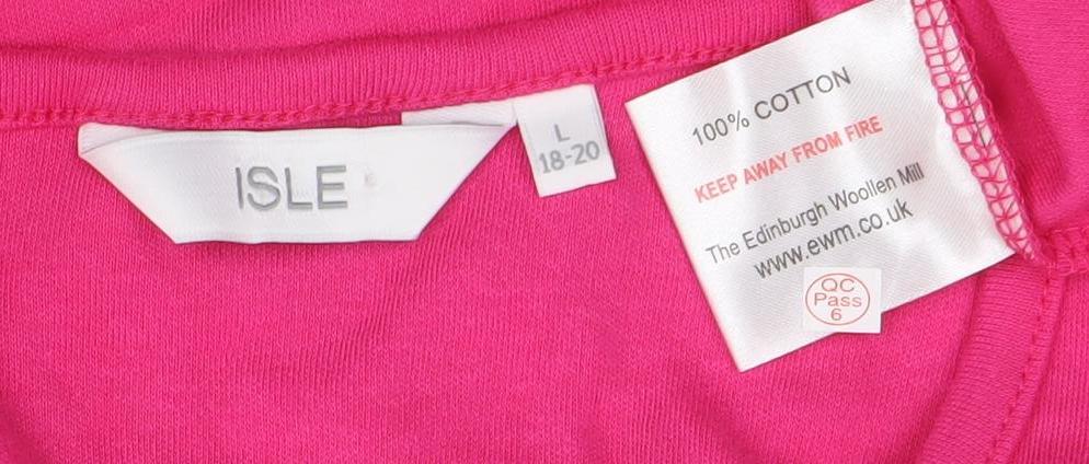 Isle Womens Pink Cotton Short Sleeve Cut-Out Neck T-Shirt L