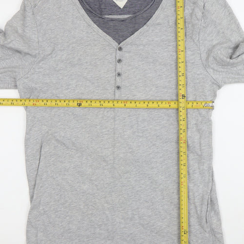 Tommy Hilfiger Men's Grey Henley Long Sleeve T-Shirt Size M